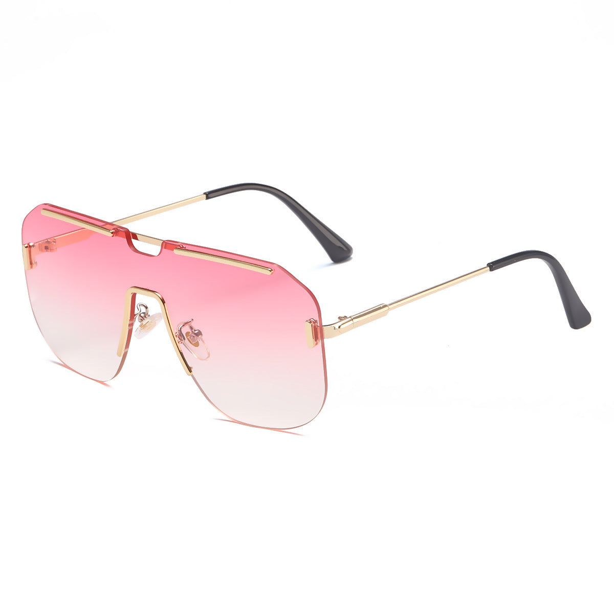 Wholesale PC Mirror Frameless Integrated Large Frame Men's Sunglasses